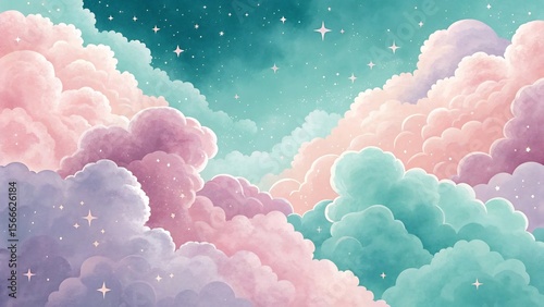 Dreamy Pastel Cloud Background Abstract Celestial Illustration