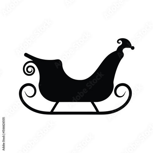 Santa s Sleigh Silhouette with Hat for Christmas Holiday Season