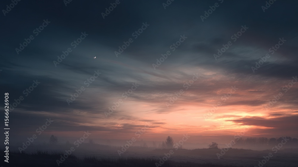 Fototapeta premium Misty sunrise landscape