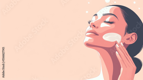 A attractive woman applying a cream on her face
