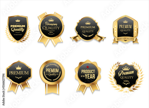 Realistic elegant sale and premium quality frame badge and label vector collection Luxury royal design vector illustration 