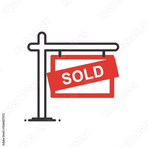 A "sold" sign vector icon