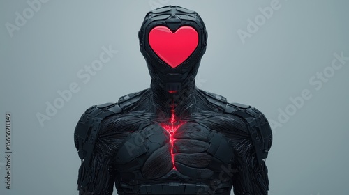 Futuristic Robot with Heart Symbol Showcasing Emotions