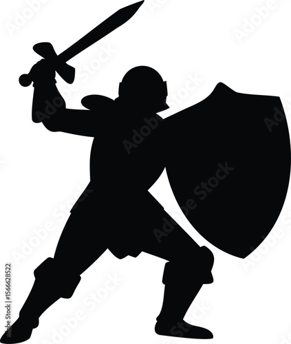 Action Pose of a Roman Soldier with Sword and Shield in Battle Stance