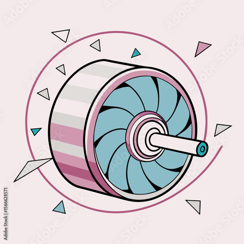 Electric motor spinning in a dynamic abstract illustration  