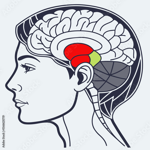 Brain anatomy illustration showing lobes and cerebral regions  