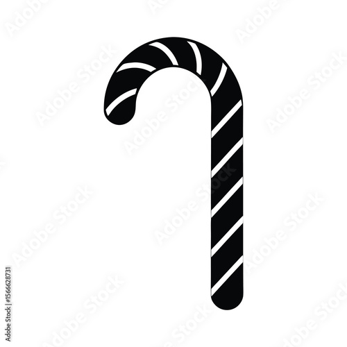 Black and White Candy Cane Icon for Christmas Holiday