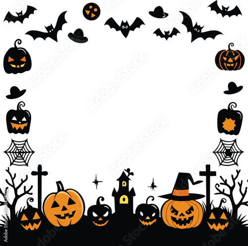 Halloween party invitations or greeting cards banner with vector 