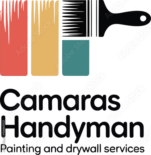 A logo for "Camaras Handyman" featuring paint swatches and a paintbrush, advertising painting and drywall services.
