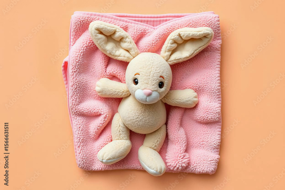 Fototapeta premium Pastel Easter Eggs and Beige Teddy Bear on Mint Green Background | AI-Generated Spring Holiday Still Life