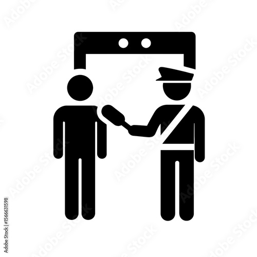 very simple flat and single minimalist Airport Security Scanning Silhouettes in black on a white background