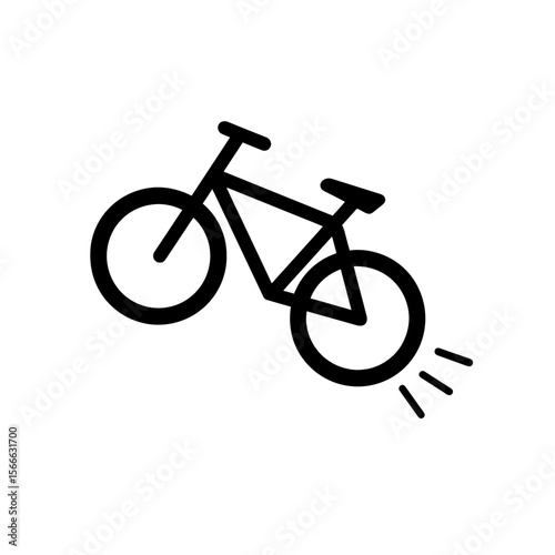very simple flat and single minimalist Swinging Bicycle Step Silhouettes in black on a white background