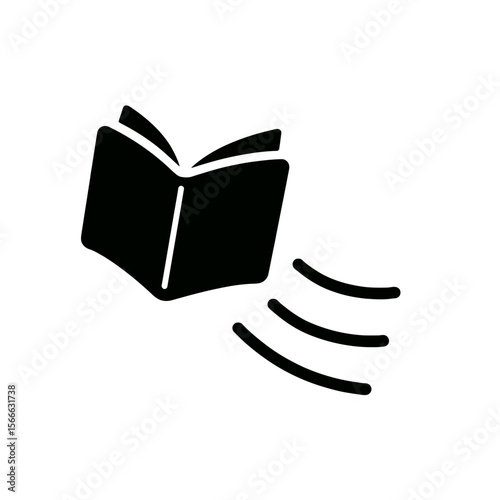 very simple flat and single minimalist Drifting Book Step Silhouettes in black on a white background