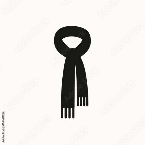 very simple flat and single minimalist Lonely Scarf Silhouettes in black on a white background