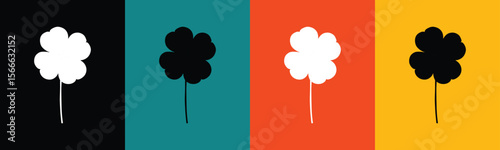 White and black clover shapes on colorful backgrounds shamrock lucky