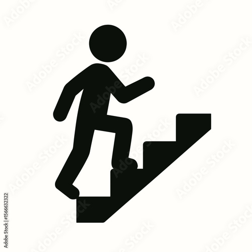 very simple flat and single minimalist Climbing Path Step Silhouettes in black on a white background