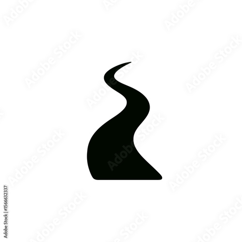 very simple flat and single minimalist Lonely Path Silhouettes in black on a white background