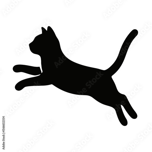 very simple flat and single minimalist Drifting Cat Silhouettes in black on a white background