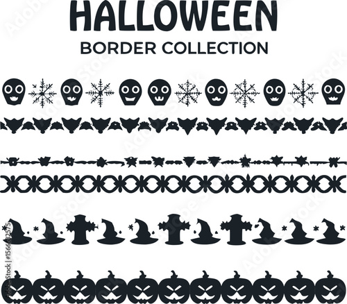 happy Halloween text and banner design and elements design  or ribbon set vector and illustration