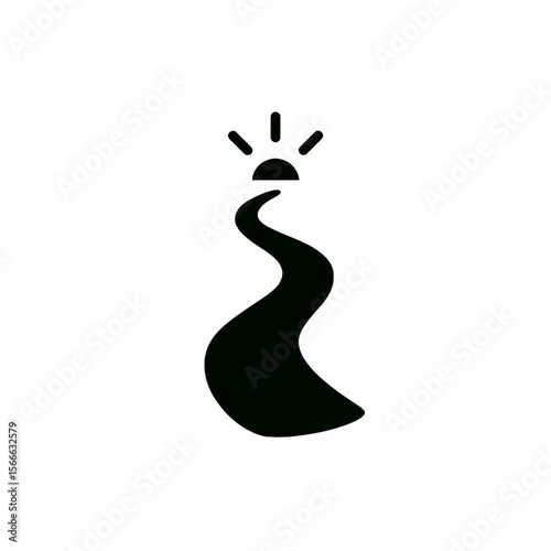 very simple flat and single minimalist Flickering Path Silhouettes in black on a white background