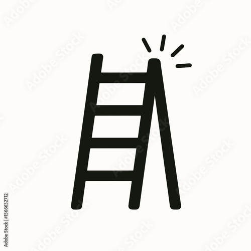 very simple flat and single minimalist Shining Ladder Silhouettes in black on a white background