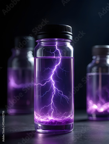 Wallpaper Mural Stock photo of purple lightning in a bottle energy drink power surge concept art ai Torontodigital.ca