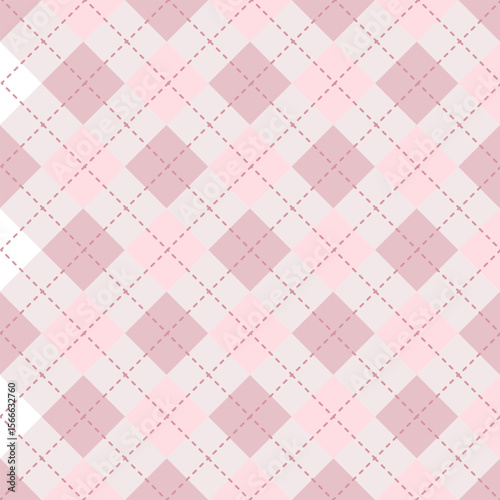 Cute retro seamless argyle background with pink shade.