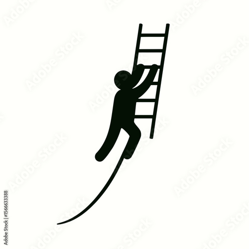 very simple flat and single minimalist Trailing Ladder Spirit Silhouettes in black on a white background