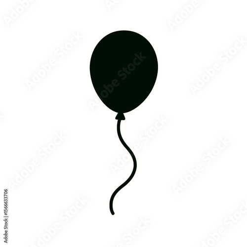 very simple flat and single minimalist Wandering Balloon Spirit Silhouettes in black on a white background