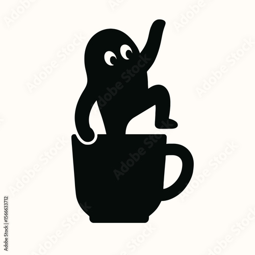 very simple flat and single minimalist Climbing Cup Spirit Silhouettes in black on a white background