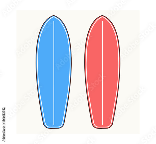 Set of Vector Surfboards Isolated on White Background