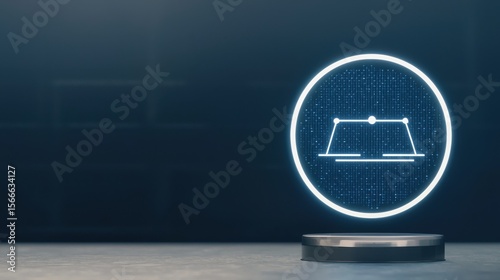 Neon Icon of Balance Scale in a Modern Digital Environment