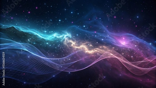 Glowing Cosmic Waves Abstract Nebula Background