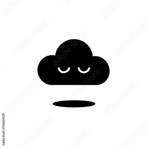 very simple flat and single minimalist Resting Cloud Spirit Silhouettes in black on a white background