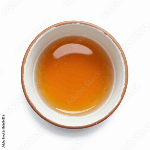 Tea served in a ceramic bowl on white background  