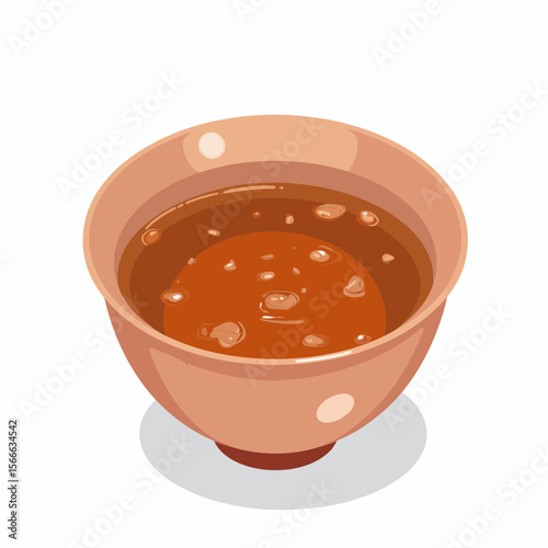 Soup in a simple clay bowl on a white background  
