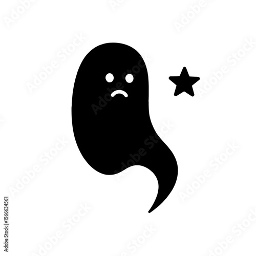 very simple flat and single minimalist Lonely Star Spirit Silhouettes in black on a white background