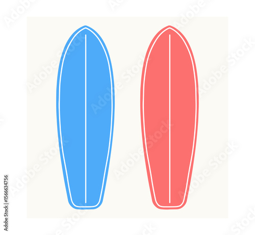 Colorful Surfboard in Flat Design for Summer and Beach Theme