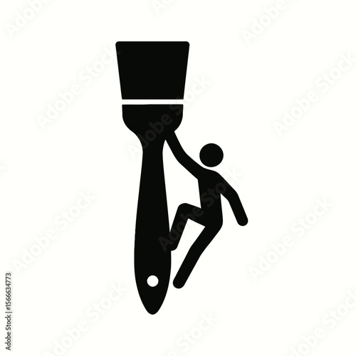 very simple flat and single minimalist Climbing Brush Silhouettes in black on a white background