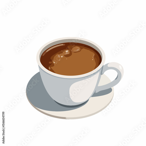 Coffee cup with hot beverage on white background  
