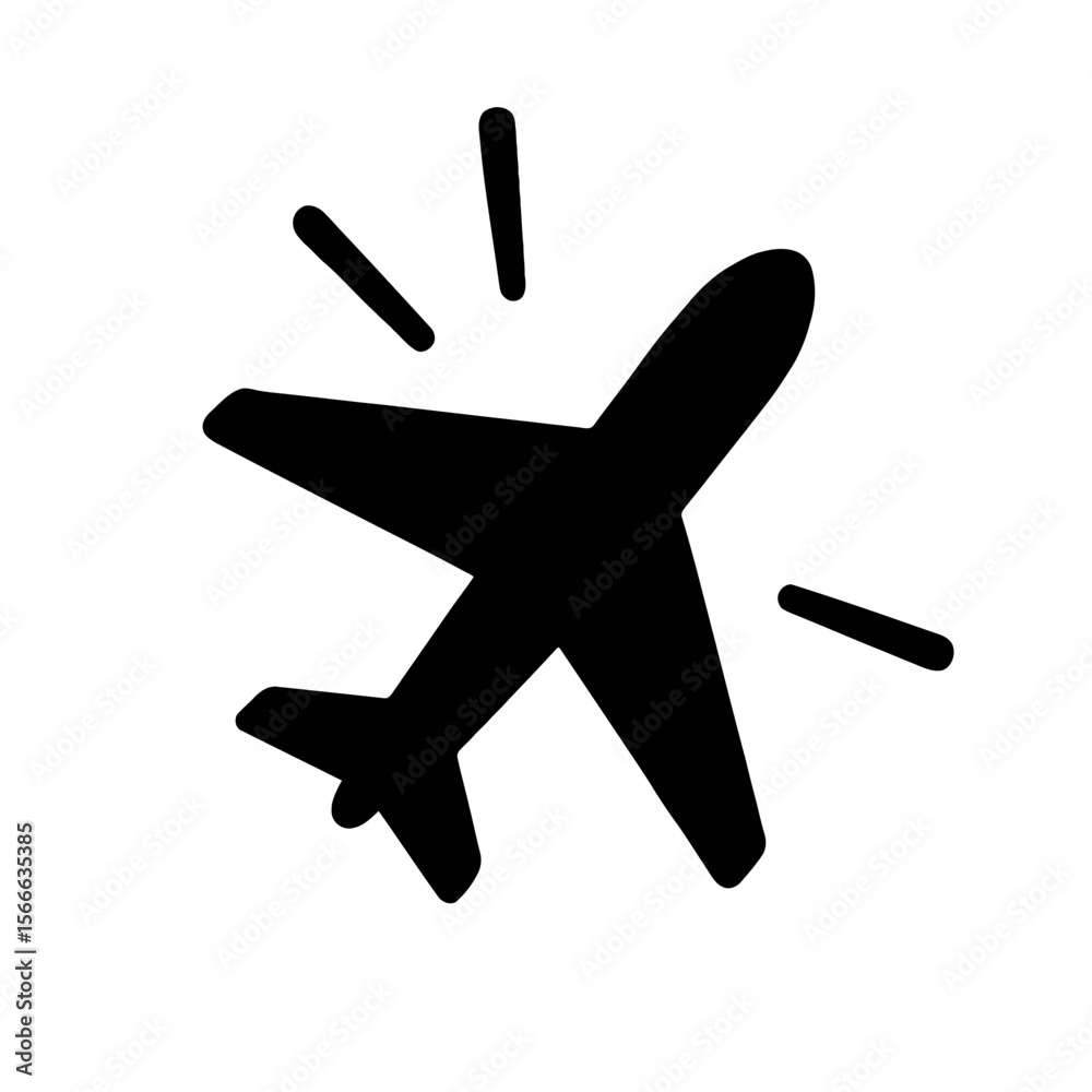 Obraz premium very simple flat and single minimalist Shining Plane Silhouettes in black on a white background
