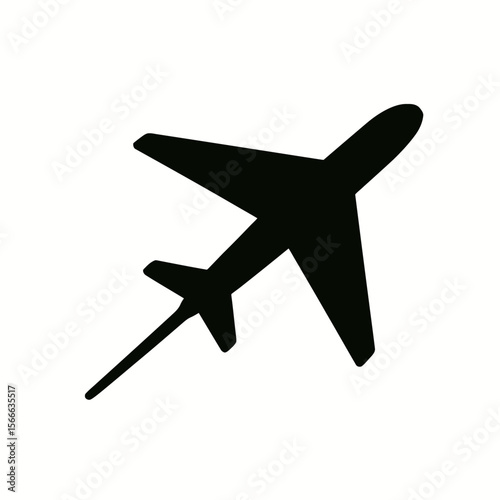 very simple flat and single minimalist Soaring Plane Silhouettes in black on a white background