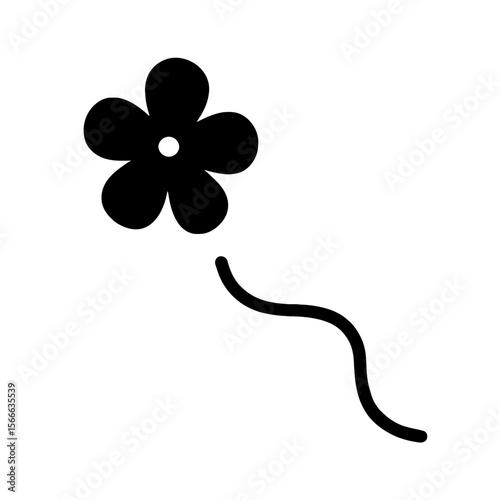 very simple flat and single minimalist Drifting Flower Silhouettes in black on a white background