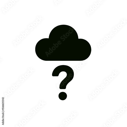 very simple flat and single minimalist Curious Cloud Silhouettes in black on a white background