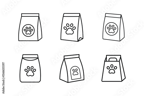 pet food bag line art vector illustration