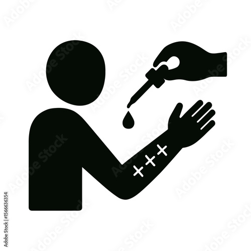very simple flat and single minimalist Allergy Testing Silhouettes in black on a white background
