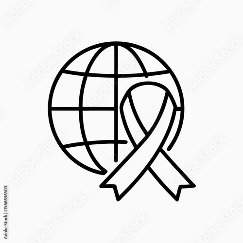 Globe with Awareness Ribbon for Global Health Campaigns, Charity Events, Non-Profit Organizations, Social Media Awareness Posts, and Educational Initiatives  