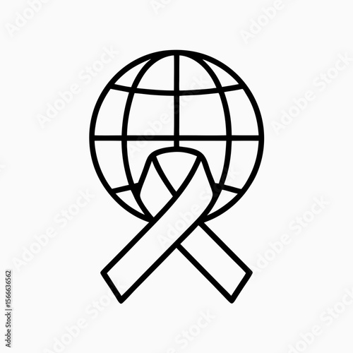 Global Awareness Ribbon and Earth Symbol for Social Causes, Charity Campaigns, Nonprofit Organizations, Education, and Advocacy Initiatives  