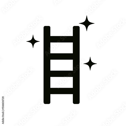 very simple flat and single minimalist Gleaming Ladder Step Silhouettes in black on a white background