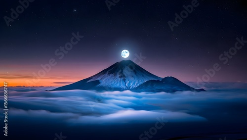 Wallpaper Mural Mountain peak with full moon at night wallpaper scenic landscape nature background Torontodigital.ca